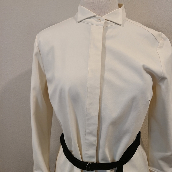 Nellie Partow Ivory Button Down Belted Shirt Dress - Picture 2 of 6